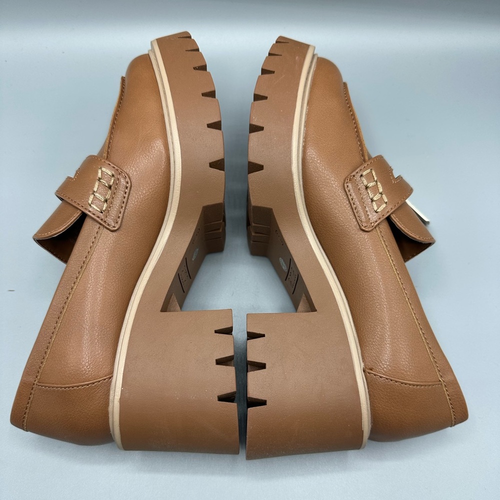 ana DIXEN Chunky Block Heel Oxford Loafers Shoes Women’s Size 6 Tan - Picture 6 of 7